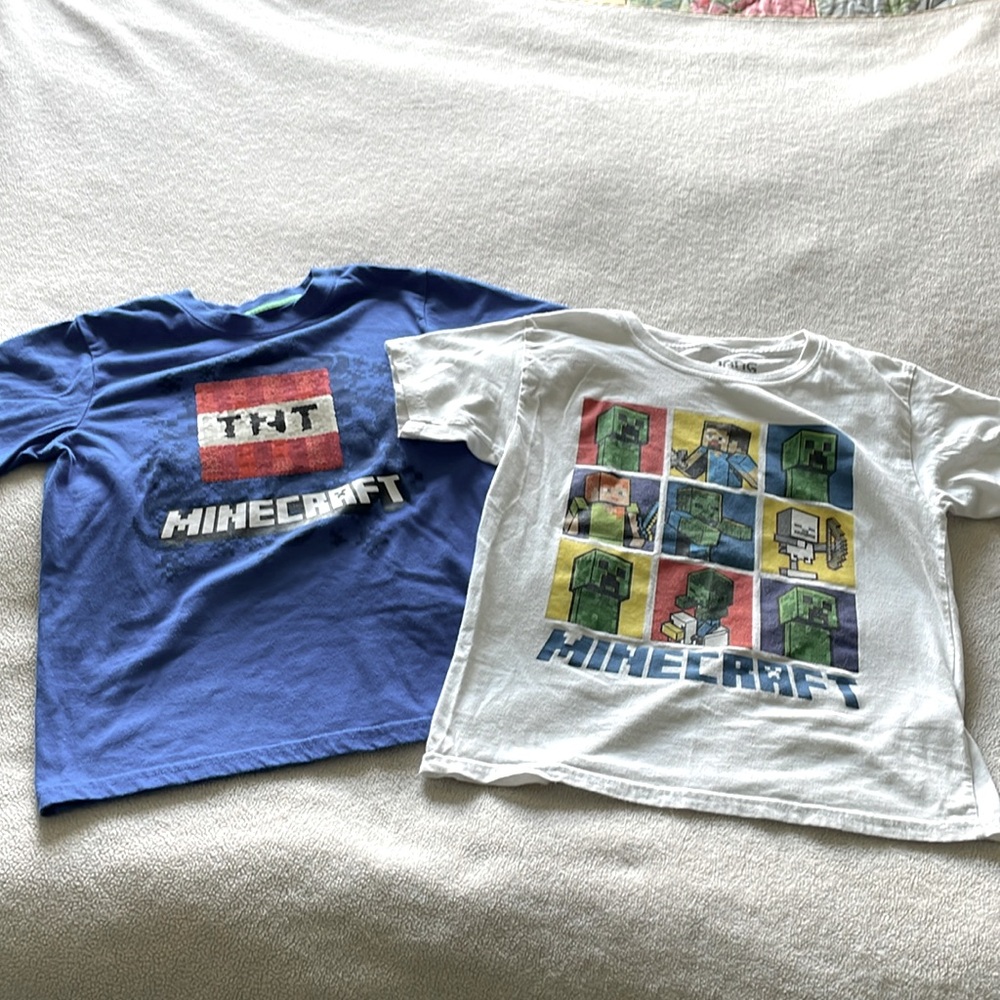 Minecraft T-Shirt Bundle – 2 Shirts – Kids Size Medium – Flip Sequin